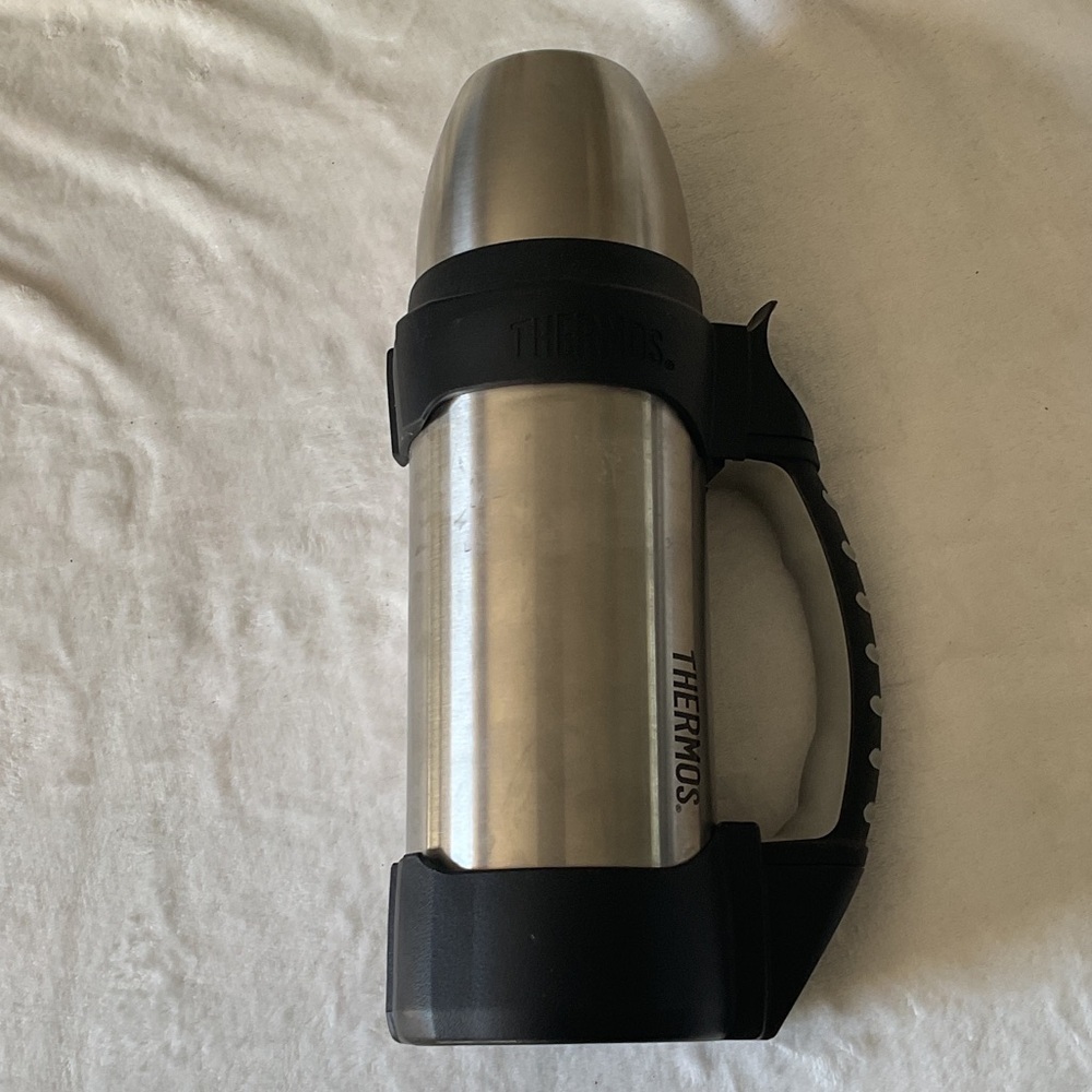 Thermos Silver and Black Insulated Flask